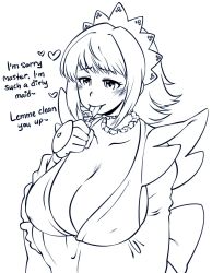  breasts cleavage huge_breasts iroha_(samurai_spirits) licking maid_headdress nyxon samurai_spirits snk 