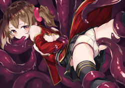  1girl ass bare_shoulders black_skirt black_thighhighs breasts brown_eyes brown_hair commentary_request crotch_seam double_penetration hair_ornament loli looking_at_viewer nipples oral panties rape red_eyes ribbon short_hair short_twintails silica skirt small_breasts solo sword_art_online tentacle_sex tentacles thighhighs twintails underwear vaginal valueless0000 white_panties  rating:Explicit score:240 user:danbooru