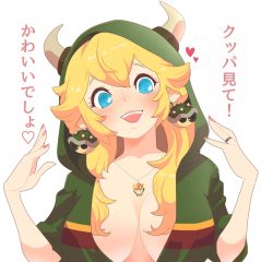 1girl blonde_hair blue_eyes blush breasts earrings horns japanese_text jewelry large_breasts long_hair looking_at_viewer mario_(series) nintendo open_mouth princess_peach smile solo super_mario_bros._1 upper_body zabumaku rating:Sensitive score:27 user:Cane751