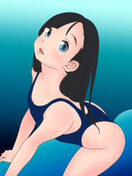 1girl black_hair blush breasts censored cotowari flat_chest highres loli original riding sketch small_breasts swimsuit tagme thighs rating:Questionable score:22 user:loli_zombie