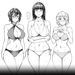  10s 3girls bikini black_beat blush breasts cleavage girls_und_panzer highres large_breasts long_hair looking_at_viewer mature_female mother_and_daughter multiple_girls navel nishizumi_maho nishizumi_miho nishizumi_shiho short_hair siblings side-tie_bikini_bottom sisters standing swimsuit wet  rating:Questionable score:59 user:!!!v