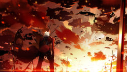  1boy archer_(fate) fate/stay_night fate_(series) field_of_blades from_behind highres impaled male_focus skyt2 solo unlimited_blade_works_(fate) white_hair  rating:Sensitive score:6 user:danbooru