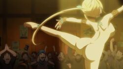  1girl 6+boys alcohol animated anime_screenshot anklet arched_back arched_soles armlet armpits ass back backboob barefoot beer belly_chain belly_dancer blonde_hair bra bracelet breasts butt_crack cheering choker cleavage collarbone completely_nude crowd curvy exhibitionism fairy_tail fairy_tail:_dragon_cry feet fingernails flexible hair_between_eyes hair_ornament highres huge_ass indoors jewelry large_breasts legs long_hair lucy_heartfilia multiple_boys no_panties nude nude_filter outstretched_arms public_indecency shoulder_blades sideboob sidelocks soles spread_arms spread_legs stage stage_lights standing standing_on_one_leg tagme thick_thighs thigh_gap thighlet thighs third-party_edit toenails toes twintails underboob underwear unworn_clothes very_long_hair video wide_hips 