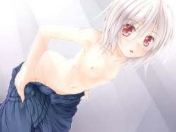  00s 1girl blush breasts denim flat_chest jeans loli looking_at_viewer maou_mikage md5_mismatch nipples pants solo tomboy topless tsukishiro_hikari wind_a_breath_of_heart  rating:Questionable score:53 user:Otaku2012