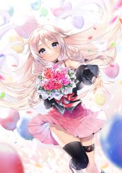  1girl balloon blue_eyes bouquet flower ia_(vocaloid) long_hair pink_hair smile tagme vocaloid  rating:General score:2 user:VocaloidLover