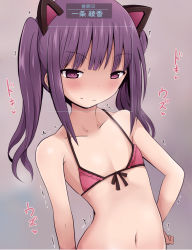 1girl animal_ears breasts cat_ears heart heart-shaped_pupils highres loli purple_hair small_breasts swimsuit symbol-shaped_pupils twintails yurarin rating:Questionable score:47 user:DoctorWasabi