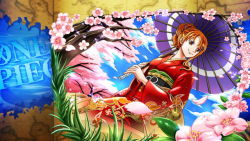  flower kimono looking_at_viewer nami_(one_piece) one_piece orange_hair tagme tree  rating:Sensitive score:8 user:Ruffy16