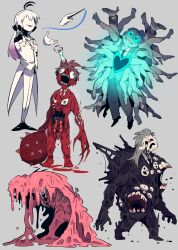  5others absurdres blood blue_heart blue_sclera blue_star colored_sclera conductor_baton disembodied_hand e.g.o_(project_moon) employee_(project_moon) extra_arms extra_legs gloves grey_background grey_hair heart heart-shaped_pupils highres jacket lobotomy_corporation long_hair melting_love monsterification mountain_of_smiling_bodies multiple_others nothing_there open_mouth pants project_moon sabaage simple_background slime_(substance) symbol-shaped_pupils the_silent_orchestra uniform white_gloves white_hair white_jacket white_pants 