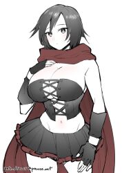  1girl alternate_breast_size breasts highres large_breasts ruby_rose rwby short_hair solo  rating:Questionable score:26 user:jojosstand