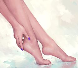  bad_id bad_twitter_id feet feet_only fingernails foot_focus from_side highres matilda_fiship nail_polish original purple_nails soles toes  rating:Sensitive score:43 user:danbooru