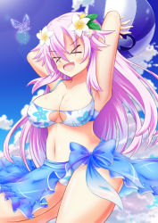  adult_neptune armpits bare_shoulders beach belly bikini breasts cleavage cloud croire hair_ornament hairclip happy kyou_(hibikit) large_breasts long_hair mega_miracle_force midriff navel neptune_(neptunia) neptune_(series) ocean open_mouth purple_hair skirt sky summmer sun swimsuit thighs very_long_hair water wet wet_clothes wet_hair wet_swimsuit  rating:Sensitive score:14 user:Dyna-Goose