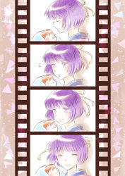  1boy 1girl baby closed_eyes hair_ornament kyoukai_no_rinne mother_and_son open_mouth purple_eyes purple_hair red_hair rokudou_otome rokudou_rinne short_hair smile tears tsubuankopan  rating:Sensitive score:2 user:wereAR