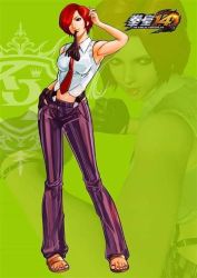  agent glove_in_mouth gloves mature_female mouth_hold pants red_hair red_tie shirt short_hair snk suspenders the_king_of_fighters vanessa_(kof) white_shirt  rating:General score:12 user:vanessit