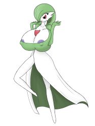  1girl areola_slip artist_request breast_expansion breasts covered_erect_nipples creatures_(company) embarrassed game_freak gardevoir gen_3_pokemon gigantic_breasts green_hair highres nintendo pokemon pokemon_(creature) red_eyes surprised  rating:Questionable score:42 user:leejunne