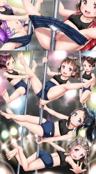  5girls absurdres ass audience backpack bag barefoot before_and_after blush buruma cameltoe censored cleft_of_venus close-up dot_nose fat_mons feet flat_chest frottage full_body grinding hair_ornament higegepon highres huge_filesize legs_together loli looking_at_viewer mosaic_censoring multiple_girls multiple_views navel pole_dancing pussy pussy_juice randoseru short_hair shorts smile soles split_screen spread_legs tagme toes  rating:Explicit score:46 user:zumi