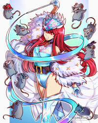  belt cendrillmon cendrillmon_(cosplay) cosplay digimon highres mask persona persona_5 red_eyes red_hair smile yoshizawa_kasumi  rating:Questionable score:2 user:Chaos11
