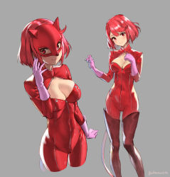 1girl athenawyrm bob_cut boots breasts cleavage cleavage_cutout clothing_cutout cosplay gloves grey_background large_breasts looking_at_viewer mask nintendo persona persona_5 pink_gloves pyra_(xenoblade) red_eyes red_footwear red_hair short_hair simple_background smile tail takamaki_anne takamaki_anne_(cosplay) thigh_boots thighhighs xenoblade_chronicles_(series) xenoblade_chronicles_2 zipper rating:Sensitive score:22 user:danbooru
