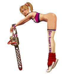  1girl 3d ass bent_over blonde_hair bottomless chainsaw highres juliet_starling lollipop_chainsaw solo thighs twintails  rating:Explicit score:12 user:hnti_addict