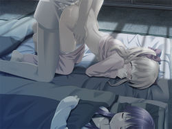 1boy 2girls aki_no_urara_no_akane-iro_shoutengai arched_back ass back barefoot bed bent_over blonde_hair blush breasts brother_and_sister closed_eyes clothes_lift covering_face covering_own_mouth covering_privates cum cum_in_pussy doggystyle feet flat_chest game_cg hair_ribbon hand_over_mouth incest indoors kani_biimu multiple_girls narrow_waist night no_bra odajima_kosuzu odajima_kousuke odajima_mayu orgasm pajamas pajamas_pull panties panty_pull purple_hair pussy_juice ribbon sex sex_from_behind shirt_lift siblings sideboob sisters sleeping small_breasts stealth_sex tatami tears top-down_bottom-up torso_grab twintails uncensored underwear undressing white_panties  rating:Explicit score:416 user:hudsonhawk