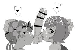  1boy 2girls bar_censor blush censored closed_eyes creatures_(company) cum cum_on_hair disembodied_hand disembodied_penis erection facial ffm_threesome flower flower_on_head game_freak greyscale group_sex hair_tie half-closed_eyes hand_on_another&#039;s_head heart hetero lana_(pokemon) looking_at_viewer mallow_(pokemon) misabon monochrome multiple_girls nintendo oral penis pokemon pokemon_sm short_hair speech_bubble spoken_heart sweat teamwork testicle_sucking testicles threesome tongue tongue_out upper_body  rating:Explicit score:188 user:HomeStruck
