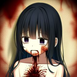  ai-generated artist_request black_hair blood blood_from_mouth completely_nude corpse death guro horror_(theme) long_hair nude portrait purple_eyes sad solo source_request  rating:Explicit score:4 user:LemonLimeSkull