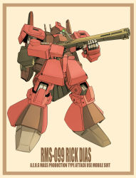  character_name gun gundam holding holding_gun holding_weapon mecha no_humans rick_dias robot viridian-c weapon zeta_gundam 