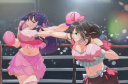  2girls artist_request boxing catfight hoshino_ai_(oshi_no_ko) kizuna_ai kizuna_ai_inc. multiple_girls oshi_no_ko ryona tagme unconscious virtual_youtuber 