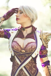  1girl breasts cleavage cosplay crystal_graziano closed_eyes isabella_valentine isabella_valentine_(cosplay) namco photo_(medium) solo soul_calibur soulcalibur soulcalibur_v tagme  rating:Sensitive score:31 user:xazih