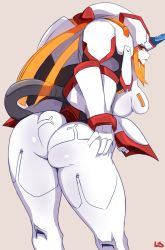  10s 1girl android ass darling_in_the_franxx from_behind highres lightsource looking_at_viewer mecha naughty_face no_humans robot strelizia  rating:Questionable score:98 user:KoozooRumba