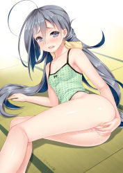  10s 1girl ahoge anus ass blush bottomless breasts camisole covered_erect_nipples female_masturbation grey_eyes grey_hair highres indoors kantai_collection kiyoshimo_(kancolle) long_hair looking_at_viewer low_twintails masturbation nipples open_mouth paint_musume partially_visible_vulva polka_dot pussy pussy_juice saliva see-through small_breasts solo tatami tears twintails uncensored very_long_hair  rating:Explicit score:205 user:danbooru