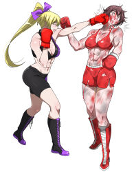 2girls boxing catfight multiple_girls muscular muscular_female original ryona tagme