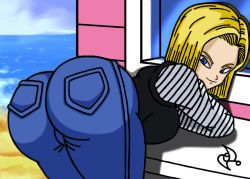 android_18 ass blonde_hair dragon_ball huge_ass jeans omar-sin rating:Questionable score:1 user:Ynyswydryn