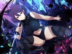 1girl angry assassin bare_shoulders bell black_thighhighs boots bow breasts cameltoe garter_straps hair_bow highres katana knees large_breasts legs looking_at_viewer ninja purple_hair red_eyes revealing_clothes senran_kagura shirt short_hair solo spread_legs squatting rin_(senran_kagura) sword thick_thighs thighhighs thighs tight_clothes tight_shirt weapon rating:Questionable score:40 user:A2SQ