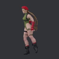  1girl 3d animated ass beret blonde_hair blue_eyes bodypaint braid cammy_white curvy fighting_stance full_body green_leotard harness hat highres huge_ass leotard long_hair looking_back low_twin_braids pouch red_hat redmoa shiny_skin solo street_fighter tagme thigh_pouch thong_leotard twin_braids v very_long_hair video wide_hips 