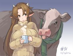  animal_ears artist_request breasts cow cow_ears cow_horns horns large_breasts tagme  rating:Sensitive score:7 user:essentialsalt