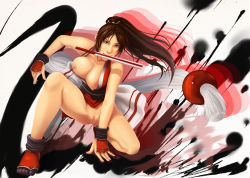  artist_request bottomless breast_slip breasts large_breasts nipples pussy pussy_juice shiranui_mai spread_legs tagme the_king_of_fighters uncensored  rating:Explicit score:15 user:luls