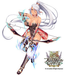 1girl bare_shoulders black_leotard blush boots bow_(weapon) brave_girl_ravens breasts brown_eyes character_request cleavage collarbone copyright_name covered_navel dark_elf dark_skin dark-skinned_female elbow_gloves elf energy_arrow fingerless_gloves full_body gloves hair_between_eyes high_ponytail holding holding_bow_(weapon) holding_weapon horosuke large_breasts leotard long_hair looking_at_viewer official_art parted_lips pointy_ears silver_hair simple_background smile solo standing thigh_boots thighhighs very_long_hair weapon white_background rating:Sensitive score:43 user:danbooru
