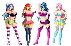 4girls aqua_eyes aria_blaze blue_hair breasts cleavage covered_erect_nipples curvy dark-skinned_female dark_skin fluttershy full_body hair_ornament highres large_breasts long_hair looking_at_viewer multiple_girls my_little_pony my_little_pony:_equestria_girls my_little_pony:_friendship_is_magic navel pink_eyes pink_hair ponytail purple_eyes red_hair smile sonata_dusk standing sunset_shimmer thick_thighs thighhighs thighs wide_hips zantyarz rating:Questionable score:102 user:railbreaker