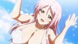  1girl aizawa_momoka bikini blush breasts brown_eyes censored cleavage covered_erect_nipples female_focus highres honoo_no_haramase_paidol_my_star_gakuen_z huge_breasts long_hair looking_at_viewer open_mouth outdoors pink_hair screencap smile solo squeez_(artist) swimsuit t-rex_(animation_studio) upper_body white_bikini  rating:Questionable score:43 user:uhno123x