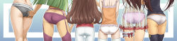  absurdres alina_gray amane_tsukasa amane_tsukuyo ass ass_focus ass_grab azusa_mifuyu babydoll blue_background brown_hair camisole frilled_babydoll garter_belt garter_straps gradient_background green_background green_hair hand_on_another&#039;s_ass hand_on_own_ass hand_on_own_hip highres hiiragi_nemu lace lace-trimmed_legwear lace_trim legs_together loli magia_record:_mahou_shoujo_madoka_magica_gaiden mahou_shoujo_madoka_magica multiple_girls no_pants orange_camisole panties panties_over_garter_belt satomi_touka siblings sisters skindentation standing striped_clothes striped_panties thigh_strap thighhighs thighs underwear underwear_only you2  rating:Questionable score:65 user:akarin_akari