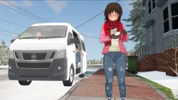  1boy 1girl 3d age_difference artist_request backpack bag cameltoe flat_chest highres loli motor_vehicle original outdoors peril randoseru tagme van vehicle  rating:Questionable score:7 user:ganza