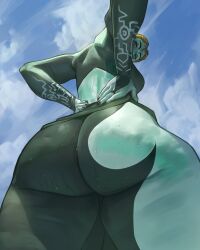  1girl ass ass_focus colored_skin highres looking_at_viewer midna midna_(true) nintendo nude solo sweat thatmfdiego the_legend_of_zelda the_legend_of_zelda:_twilight_princess  rating:Questionable score:49 user:Cancerouscrab