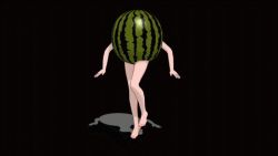  1girl 3d animated animated_gif bare_legs black_background dancing feet fruit full_body legs standing toes touhou watermelon what  rating:Sensitive score:5 user:OkiDokiLoki