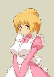  1980s_(style) 1girl animal_ears animal_nose animalization apron aqua_eyes blonde_hair breasts brooch dog_ears dog_girl frilled_apron frills furry furry_female grey_background hair_bun jewelry large_breasts light_smile long_sleeves looking_at_viewer marie_hudson meitantei_holmes nekomamire oldschool portrait puffy_sleeves retro_artstyle simple_background single_hair_bun solo turtleneck v_arms victorian world_masterpiece_theater  rating:Sensitive score:25 user:danbooru