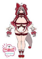 animal_ears apron areola_slip artist_request belt belt_buckle belt_bra braid braided_ponytail breasts buckle collar grey_hair highres huge_breasts logo maid pink_eyes plaid red_footwear red_hood little_red_riding_hood_(grimm) ribbon source_request tail twin_braids twintails wolf_ears wolf_girl wolf_tail  rating:Questionable score:23 user:HelTrigger