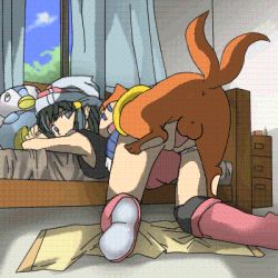 1girl animated animated_gif armpits beanie bed bedroom bent_over boots buizel creatures_(company) doggystyle duplicate from_behind fucked_silly game_freak gen_4_pokemon grey_eyes grey_hair hat hikari_(pokemon) knee_boots looking_back lowres nintendo panties penis piplup pokemon sex stuffed_animal stuffed_toy underwear vaginal zaitsu rating:Explicit score:209 user:danbooru