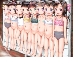  6+girls :3 :d :o :p ;p absurdres animal_print apple_print arms_at_sides bandaid bandaids_on_nipples barefoot bear_panties bear_print black_bow black_hair blue_eyes blush bottomless bow bow_camisole bra breasts brown_eyes brown_hair bunny_bra cameltoe camisole cat_panties cat_print censored character_request cherry_bra cherry_panties cherry_print cleft_of_venus closed_mouth collarbone dot_nose double_bun fat_mons feet_out_of_frame female_focus flat_chest food_print from_above frown full_body green_bra green_eyes gym hair_bow hair_bun hair_ornament hairclip heart heart-shaped_pupils heart_panties heart_print higegepon highres holding_hands huge_filesize lineup loli long_hair looking_at_viewer looking_up lying matching_hair/eyes midriff mosaic_censoring multicolored_bra multicolored_clothes multicolored_panties multiple_girls navel on_back on_floor one_eye_closed open_mouth orange_bra orange_panties panties pasties pink_bow pink_bra pink_eyes pink_panties plaid plaid_bra polka_dot polka_dot_bow polka_dot_panties print_bow print_bra print_clothes print_panties print_underwear purple_eyes rabbit_panties rabbit_print see-through see-through_panties short_hair small_breasts smile spaghetti_strap star_(symbol) star_hair_ornament strawberry_bra strawberry_panties strawberry_print striped_bra striped_clothes striped_panties symbol-shaped_pupils teeth third-party_edit toes tongue tongue_out topless training_bra underwear white_bra white_camisole wink wooden_floor x-ray x_hair_ornament 