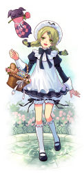 1girl alternate_costume alternate_hairstyle basket blonde_hair bloomers bow braid doll elize_lutus flower full_body green_eyes hair_bow hair_ornament hairclip hat highres kneehighs mouth_hold official_alternate_costume pink_flower pink_rose retpa ribbon rose shoes short_hair skirt smile socks standing tales_of_(series) tales_of_xillia teepo_(tales) twin_braids twintails underwear white_bloomers rating:Sensitive score:3 user:danbooru
