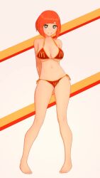  1girl 3d animated anna_anon arms_behind_back bare_shoulders barefoot bikini black_eyes blinking blunt_bangs blunt_ends bob_cut breasts bright_pupils cleavage full_body grin highres koikatsu_(medium) large_breasts looking_at_viewer looping_animation mature_female mcdonald&#039;s mother_(yoru_mac) navel orange_hair product_girl red_bikini short_hair simple_background smile solo standing swaying swimsuit tagme video white_pupils yoru_mac  rating:Sensitive score:505 user:Blackkey