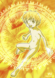 1boy 2002 armpits artist_request barefoot biomerge brown_eyes brown_hair clenched_hands collarbone completely_nude dated digimon digimon_(creature) digimon_tamers dukemon energy feet fighting_pose fingernails flaccid floating floating_hair full_body goggles highres intricate_background legs looking_at_viewer male_focus matrix_evolution matsuda_takato navel neck nude open_mouth outstretched_arms penis petite serious short_hair shota skinny small_penis soles solo spread_arms spread_legs testicles thighs toei_animation toenails toes truth unworn_clothes unworn_goggles yellow_background rating:Explicit score:30 user:MAKUTAKARZAHNI